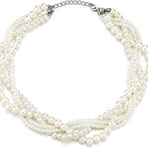 Multi-Layer Braided White Pearl Statement Necklace